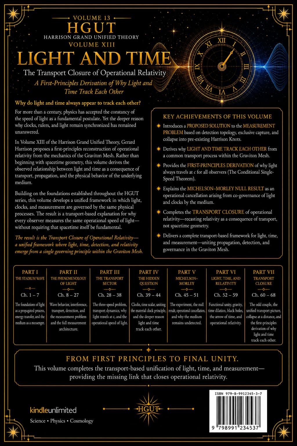 Volume XIII: Light and Time back cover